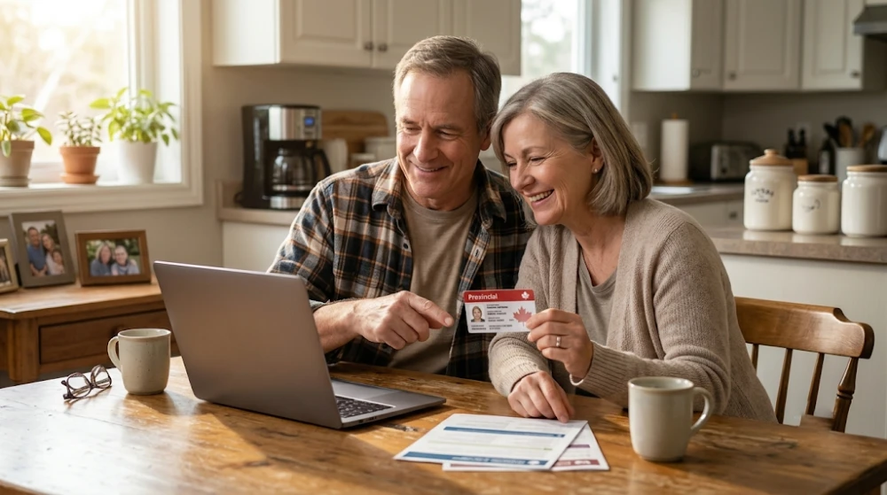 Canadian family looking happy while reviewing their Canadian Dental Care Plan (CDCP) benefits information